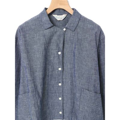 MidiUmi ミディウミ　シャツジャケット　シャンブレー　コットン　ショート丈 MidiUmi(ミディウミ)のシャンブレーシャツジャケット通販