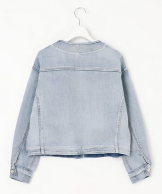 【美品】自由区　洗えるウスカルデニム ジャケット　ノーカラー 自由区 L(ジユウク エル)の【洗える】ウスカルデニム ジャケット