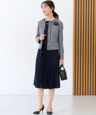 組曲(クミキョク)の【KUMIKYOKU NAVY】ジャージーコンビプリーツ