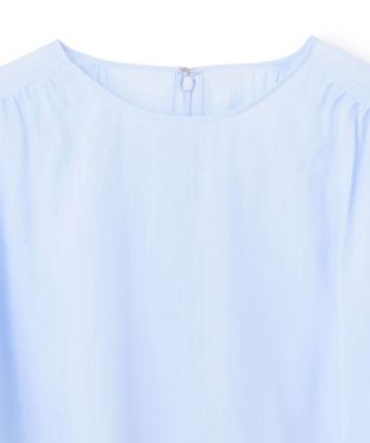 25SS 今季 ベイジ ポリーヌ タックギャザーリネンボリュームブラウス BEIGE，(ベイジ)の【洗える】PAULINE / タックギャザーリネン
