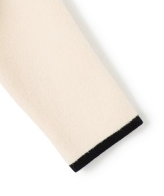 今季【23区】ミニブークレニット バイカラージャケット ブラック×ホワイト 38 23区 【洗える】ミニブークレニット バイカラー ジャケット （ブラック