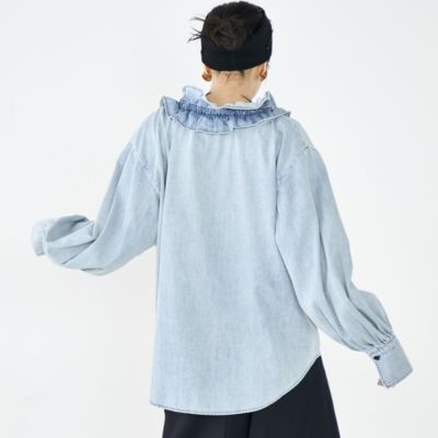 Rie Miller(リエミラー)の【RM denim】フリルギャザーデニムブラウス