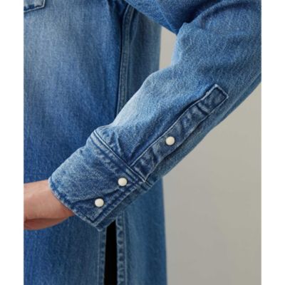 Whim Gazette デニム　シャツ　ロング　ワンピース　長袖　フリーサイズ Whim Gazette(ウィム ガゼット)の《WEB限定》DENIMロングシャツ