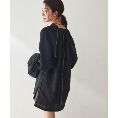 2158A 美品　ウィムガゼット　ロゴ刺繍チュニックコットンシャツ　23SS 2158A 美品 ウィムガゼット ロゴ刺繍チュニックコットンシャツ