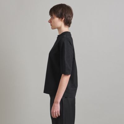 LOEFF ロエフ コットンクレセントスリーブTシャツ 黒 LOEFF（ロエフ） tシャツ 「LOEFF」オーガニックコットン クロップド