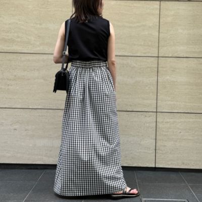 E-clat イークラット 変形ロングスカート チェック E by eclat(イーバイエクラ)のギンガムチェックタックギャザー