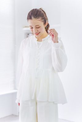 12closet 【洗える】涼しい長袖ピンタックブラウス ブラック LEE掲載 12closet(トゥエルブクローゼット)の【洗える】涼しい長袖