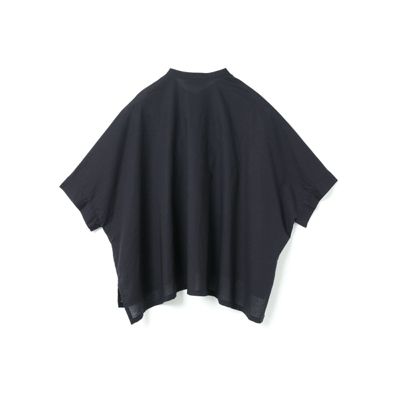 ミズイロインド　スタンドカラー　ワイドシャツ　リネン混　黒　美品☆ mizuiro ind(ミズイロインド)のリネンスタンドカラーワイド