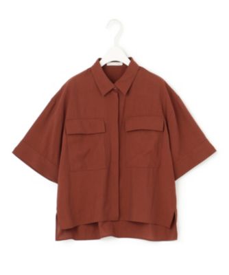 【洗える】T/Rドライリネン　クロップドシャツ 洗える】T/Rドライリネン クロップドシャツ （シャツ・ブラウス
