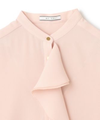 BEIGE, ベイジ 【洗える】STOW / バンドカラー フリルブラウス BEIGE，(ベイジ)の【洗える】STOW / バンドカラーフリルブラウス