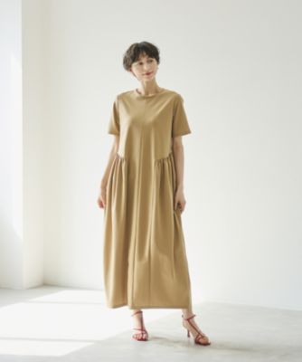 【極美品】anuans ステッチワークコクーンワンピース KHAKI BEIGE アニュアンス anuans ステッチワークコクーンワンピース （KHAKI