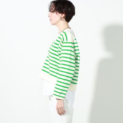 NOLLEY'S(ノーリーズ)の9G天竺ボーダー深Vネックプルオーバーニット