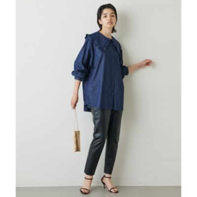 Whim Gazette ウィムガゼット デニムフラットカラーブラウス DENIM フラットカラーブラウス | Whim Gazette(ウィム ガゼット