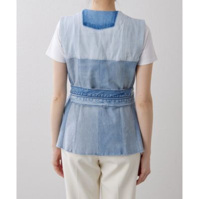 Jeanie Blue ジェニーブルー 25SS FLARE VEST フレアデニムベスト  インディゴ F Whim Gazette(ウィム ガゼット)の【Jeanie Blue】FLARE VEST通販