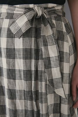 human woman(ヒューマン ウーマン)の◇麻チェックボリュームスカート