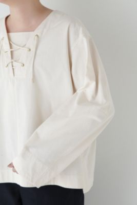 human woman / ヒューマンウーマン ◆ツイルワッシャーレースアップブラウス human woman(ヒューマン ウーマン)の◇ツイルワッシャーレース