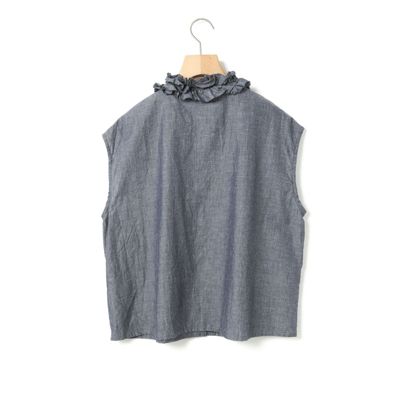 美品＊ミディウミ MidiUmi フリルカラー 長袖ブラウス 白 ボリューム袖 ミディウミ MidiUmi フリルカラー 長袖ブラウス 白 綿ウール