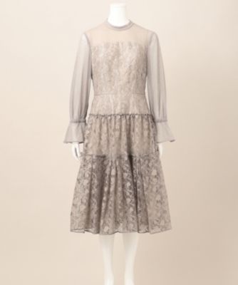 【23区　APPLAUDIR】レース 切替 ドレス 23区 L(ニジュウサンク エル)の【APPLAUDIR】レース 切替 ドレス通販