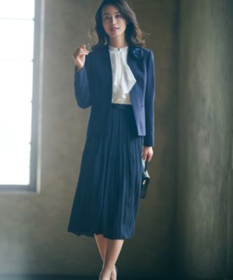 完売商品♡23区 トリアセダブルジョーゼット ブルゾン 38 ネイビー トリアセダブルジョーゼット ジャケット （ノーカラージャケット）｜23