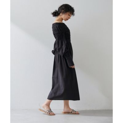 未使用品 Whim Gazette シャーリングワンピース F ブラック Whim Gazette(ウィム ガゼット)のシャーリングワンピース通販