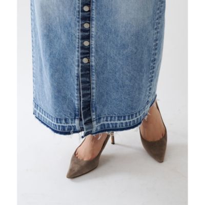 Whim Gazette ウィムガゼット ボタンデニムスカート タイト　36 ウィムガゼット Whim Gazette ボタンデニムスカート （indigo） -靴