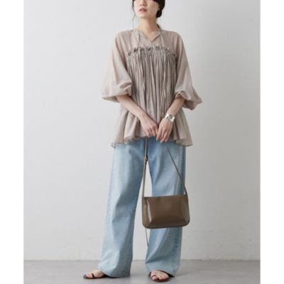 Whim Gazette シルクローンギャザーブラウス セール】シルクローンギャザーブラウス（シャツ/ブラウス