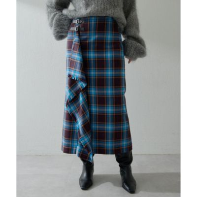 Whim Gazette(ウィム ガゼット)のチェックフリンジスカート通販