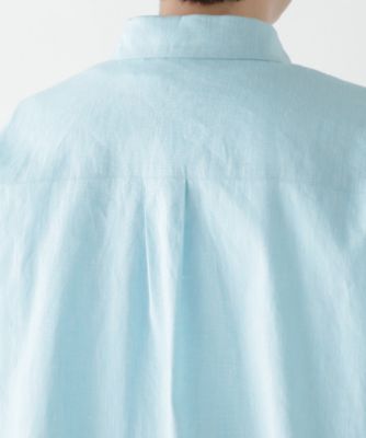 human woman / ヒューマンウーマン ◆コットンリネンシャンブレーハーフスリーブボックスシャツ ◇コットンリネンシャンブレーハーフスリーブボックスシャツ