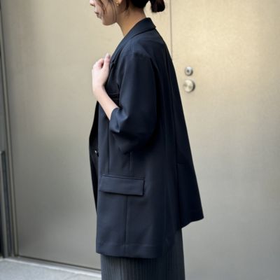 M7days ネイビー ジャケット サイズ2 M7days(エムセブンデイズ)のリネン調ハーフスリーブジャケット