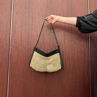 23SS 極美品 オルセット ラフィアフウ メッシュ ショルダーバッグ レザー 23SS 極美品 オルセット ラフィアフウ メッシュ ショルダー