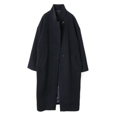 mizuiro ind スタンドカラーウールコート　ブラック mizuiroind / ミズイロインド ウールブレンド スタンドカラーコート