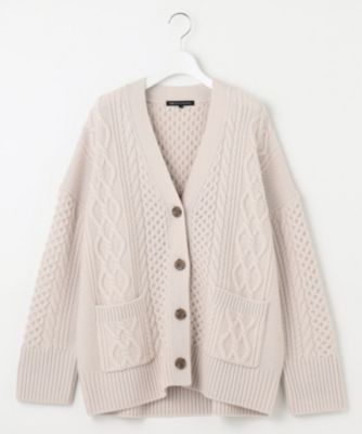 希少限定カラーレッド！洗える！23区 アランパターンウールニットカーディガン美品 23区 S(ニジュウサンク エス)の【洗える】ウールカシミヤ アラン