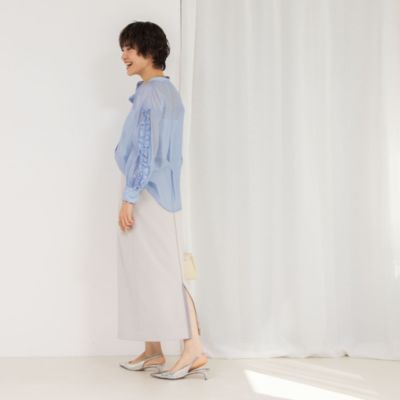 ★新品未使用★ノーリーズ　ウォッシャブルニットジョーゼットタイトミディスカート NOLLEY'S(ノーリーズ)の《セットアップ対応》ウォッシャブル