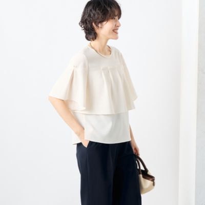 【美品】ノーリーズ　麻調フレアスリーブブラウス セットアップ対応》麻調フレアスリーブブラウス｜ノーリーズの