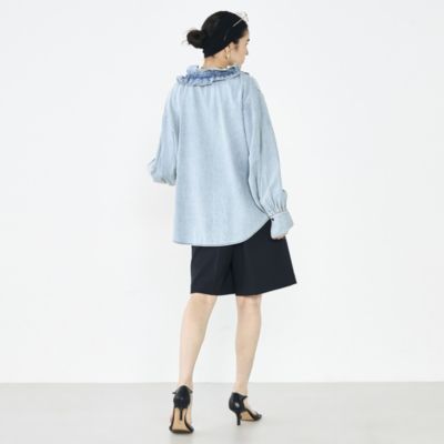 Rie Miller(リエミラー)の【RM denim】フリルギャザーデニムブラウス