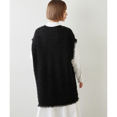 新品 Whim Gazetteツイードニットジレ ツィードニットジレ | Whim Gazette(ウィム ガゼット)レディース