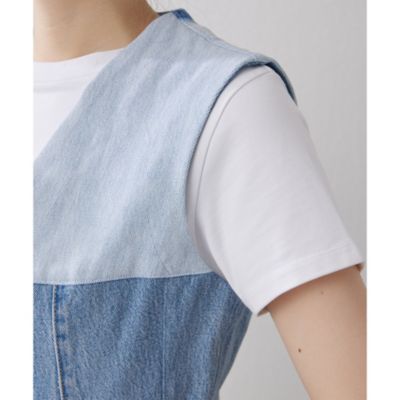 Jeanie Blue ジェニーブルー 25SS FLARE VEST フレアデニムベスト  インディゴ F Whim Gazette(ウィム ガゼット)の【Jeanie Blue】FLARE VEST通販