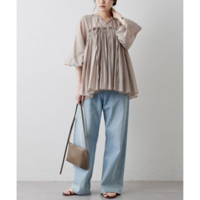 Whim Gazette シルクローンギャザーブラウス Whim Gazette(ウィム ガゼット)のシルクローンギャザーブラウス