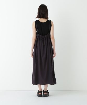 未使用 HUMAN WOMAN リネン キャミソールワンピース 黒 Mサイズ human woman｜ヒューマンウーマンのワンピース（袖なし）通販