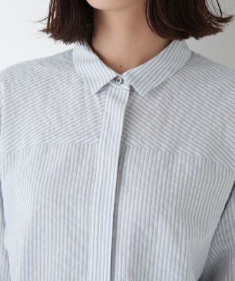 human woman(ヒューマン ウーマン)の◇パナマサッカーストライプシャツ