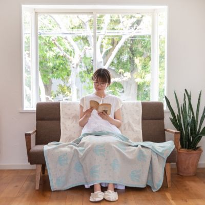 KLIPPAN・リネン&シュニールコットン ・birds in the snoｗ KLIPPAN(クリッパン)の【mina perhonen】リネン＆シュニールコットン