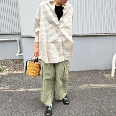 カレンソロジー　ワッシャーストライプシャツ Curensology(カレンソロジー)の【洗える】ワッシャーストライプ