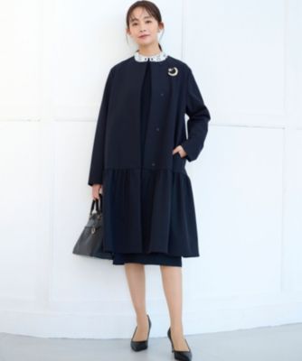 現行品♡未使用 組曲 25SS コンフォータブルドレープ レース襟ワンピースe 組曲 S(クミキョク エス)の【KUMIKYOKU NAVY】コンフォータブル