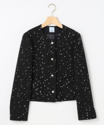 組曲(クミキョク)のフラワースパンコール ツイードジャケット通販