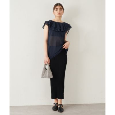 美品 Whim Gazette ニット フィット スカート フレア タイト リブ ウィムガゼット Whim Gazette ニットフィットスカート （brown
