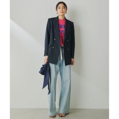 Whim Gazette 2023年SS ラミーダブルジャケット シアー ブルー 美品✦23年SS ウィムガゼット ラミーダブルジャケット シアー