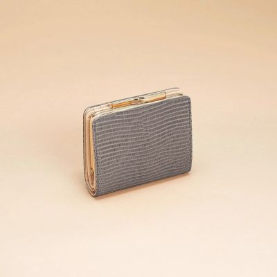【トプカピ】イタリアンレザー・リザード型押し・がま口2つ折り新品未使用　ベージュ トプカピ TOPKAPI イタリアンレザー・リザード型押し・がま口2