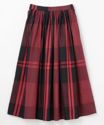 ビアズリー ビッグチェックタフタスカート ブラック ウエストゴム オールシーズン ビアズリー ビッグチェックタフタスカート ブラック ウエストゴム