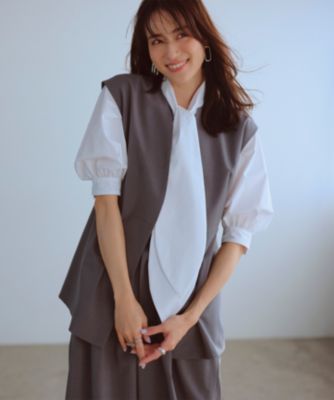 #newans 【洗濯機可能/ストレッチ】〈笹川友里さんコラボ〉ペプラムジレ Newans(ハッシュニュアンス)の【洗濯機可能/ストレッチ】〈笹川