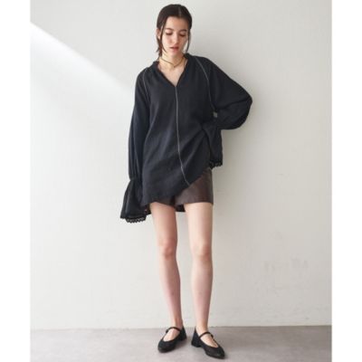 2158A 美品　ウィムガゼット　ロゴ刺繍チュニックコットンシャツ　23SS 2158A 美品 ウィムガゼット ロゴ刺繍チュニックコットンシャツ